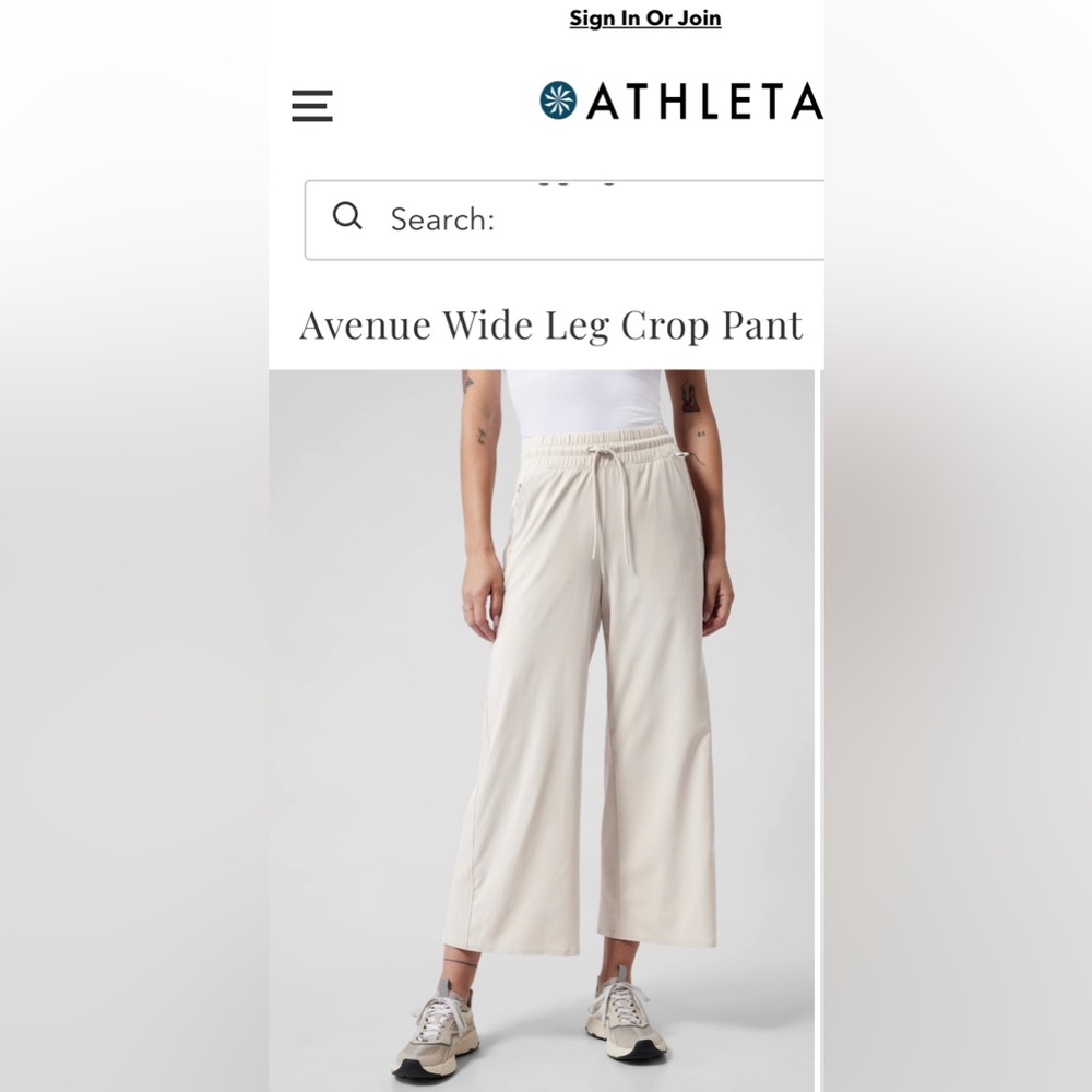 Athleta Avenue wide leg cropped pants